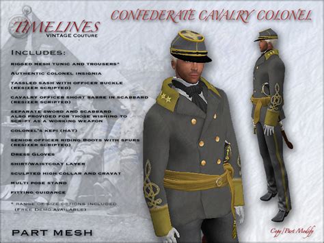 Second Life Marketplace - Timelines Confederate Cavalry Colonel Uniform