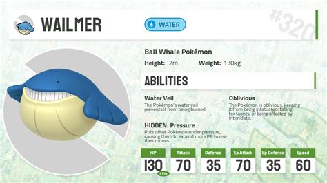 #0320 Wailmer - Pokecharms PokéDex