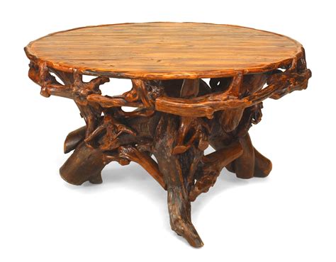 Rustic adirondack style root round dining table