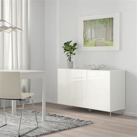 BESTÅ BESTÅ, storage combination with doors, white/Selsviken/Stallarp high-gloss/white ...