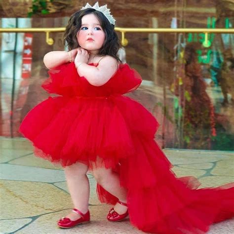 Cheap Baby Girls Red Trailing Bow Lace Princess Dress Elegant Party Wedding 2 8 Years Birthday ...