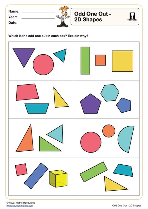 Odd One Out Worksheet - 2D Shapes | Fun and Engaging Year 1 PDF Worksheets