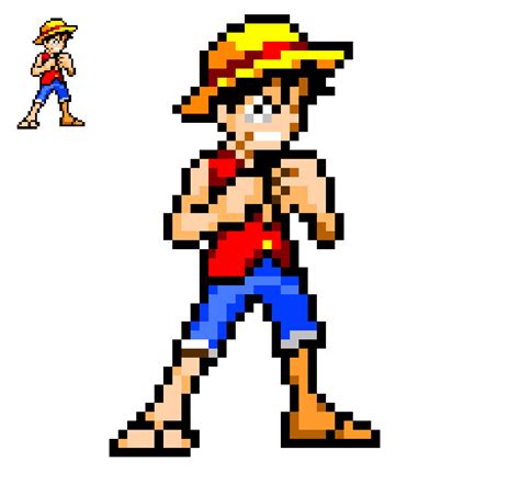 Luffy Pixel Art 32x32 Grid