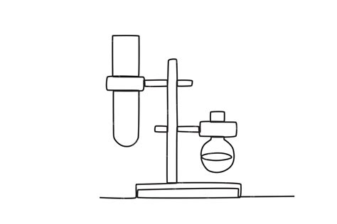 Premium Vector | A test tube and volumetric flask in the clamp Lab equipment oneline drawing