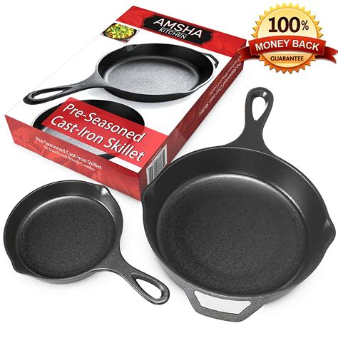 Pre-Seasoned Cast Iron Skillet 2 Piece Set Best Offer Home, Garden and ...