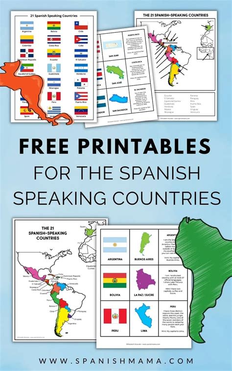 Spanish-Speaking Countries Map and Game Cards