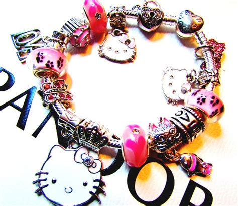 PANDORA HELLO KITTY Charm Bracelet 925 Sterling Silver Love | Etsy