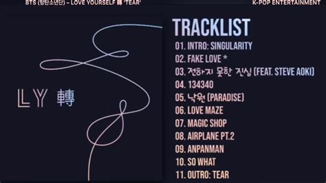 [FULL ALBUM] BTS (방탄소년단) – LOVE YOURSELF 轉 'TEAR' — TRACKLIST - YouTube | Bts love yourself ...