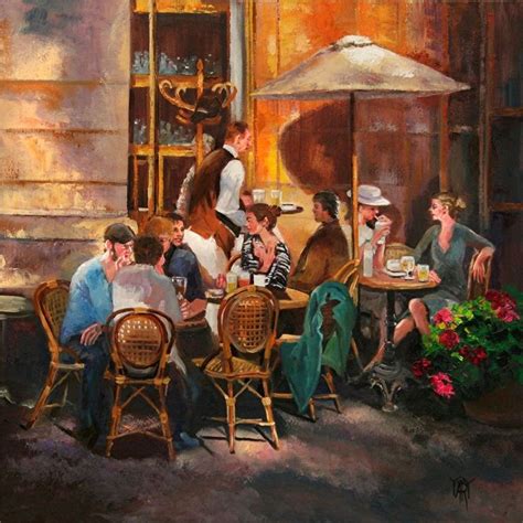 YARY DLUHOS Paris Sidewalk Cafe Restaurant Original IMPRESSIONISM Oil Painting - | Painting, Oil ...