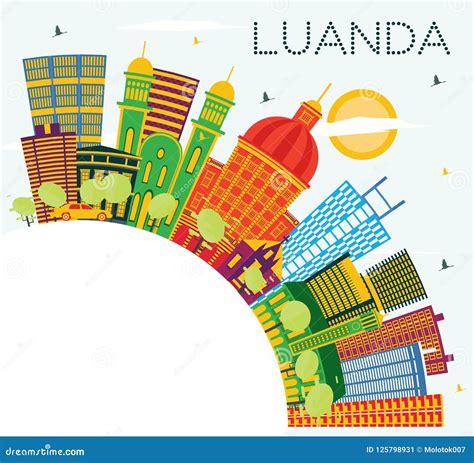 Luanda Angola City Skyline with Color Buildings, Blue Sky and Co Stock ...