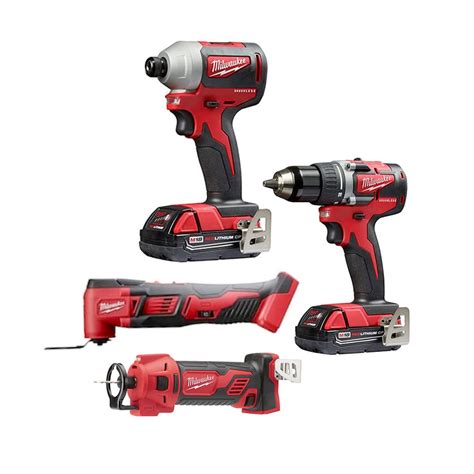 Milwaukee M18 18V Li-Ion Cordless 4-Tool Combo Kit with (2) 2.0 Ah ...