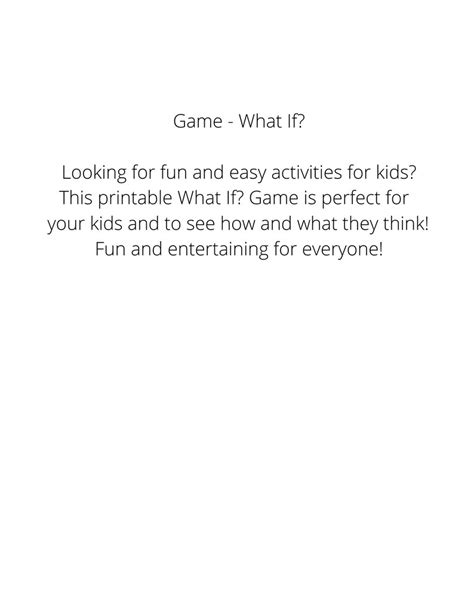 WHAT IF Printable Game Cards for Kids, Printable Fun Pages for Kids ...