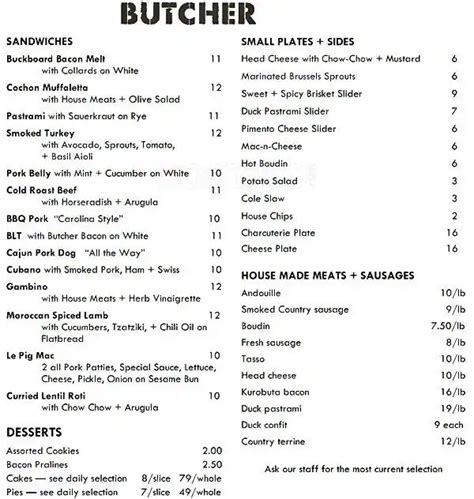 Cochon Butcher Menu, Menu for Cochon Butcher, North Nashville, Nashville - Urbanspoon/Zomato