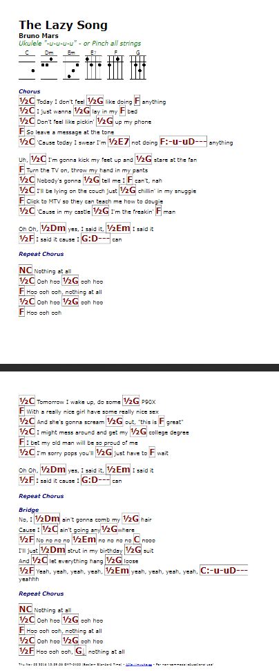 Lazy Song Lyrics And Chords | Music Chord Guitar