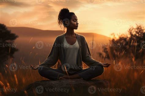 Woman meditating in nature. Mental health and meditation. 25478895 ...