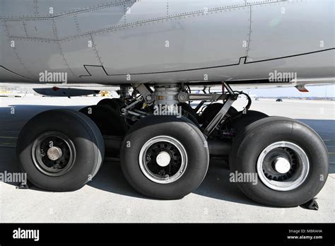 Main landing gear, Airbus, A380-800, Lufthansa, Munich Airport, Upper Bavaria, Bavaria, Germany ...