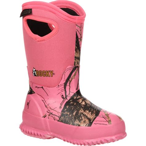 Girls Pink Camo Rubber Boots w/ Waterproof and Insulation Rubber Boot ...