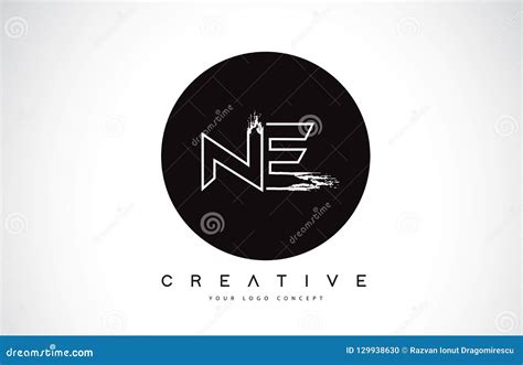 NE Modern Leter Logo Design with Black and White Monogram. Creative Letter Logo Brush Monogram ...