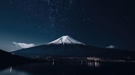 Premium Photo | Mount fuji night