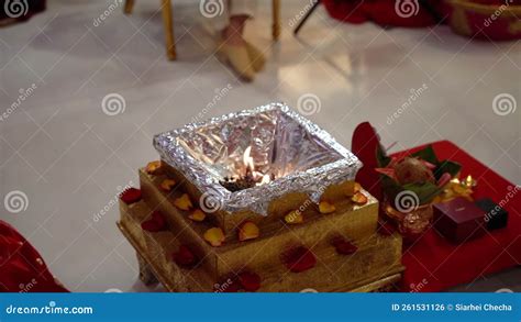 Ritual Agni Havan Kund Fire at a Traditional Indian Religious Wedding Ceremony Stock Footage ...