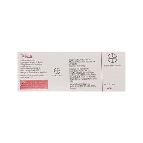 Diane 35 Tablet 21'S : Price, Uses, Side Effects | Netmeds