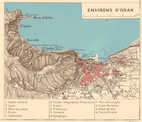 FRENCH ALGERIA. Departement d'Oran. Oran environs & city plan 1938 old map