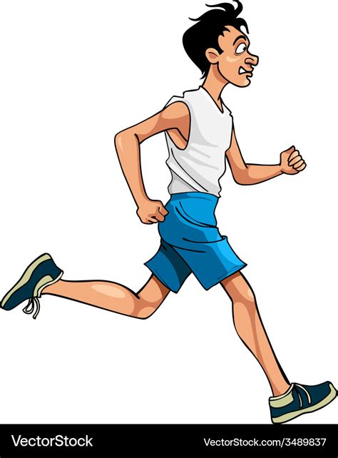 Cartoon man in sportswear running side view Vector Image