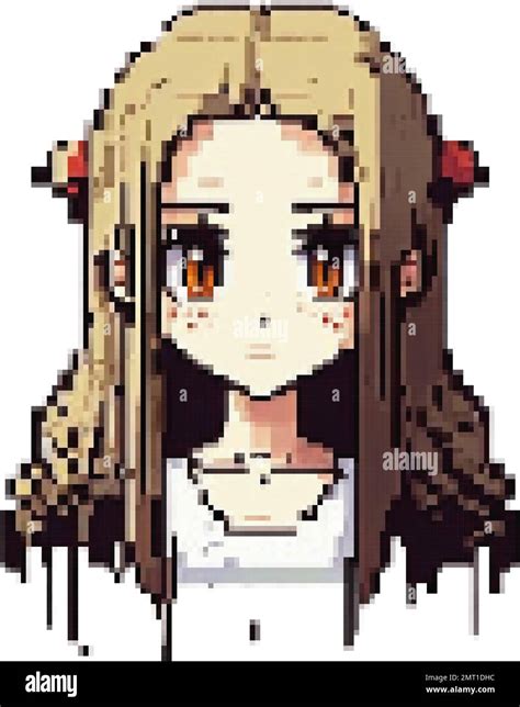 anime girl with loose hair pixel art vector illustration Stock Vector Image & Art - Alamy