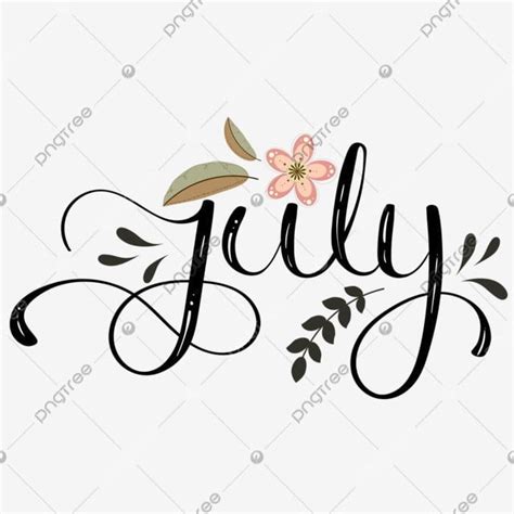 July Month Vector Design Images, July Month Text Hand Lettering ...