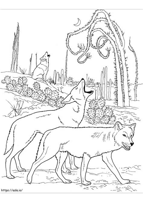 Cartoon Wolf Howling coloring page