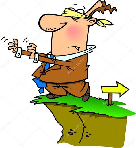 Cartoon Blindfolded Man Walking Off Cliff — Stock Vector © ronleishman ...