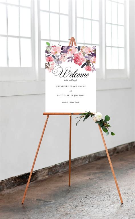 Wedding Welcome Sign Floral Wedding Welcome Sign Wedding - Etsy