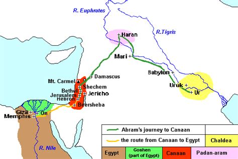 Map of Abraham's Journeys - Geography pages for Dr. Rollinson's Courses and Resources