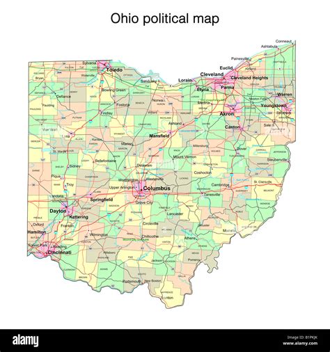 Ohio state political map Stock Photo: 18323387 - Alamy