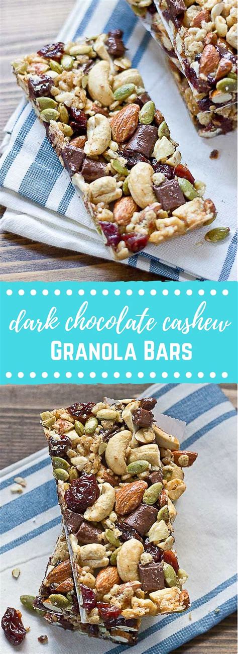 Tart Cherry, Dark Chocolate & Cashew Granola Bars | Gluten Free | Recipe | Healthy snack bar ...