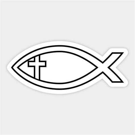 Ichthus with Cross Christian Fish Symbol - Ichthys - Sticker | TeePublic