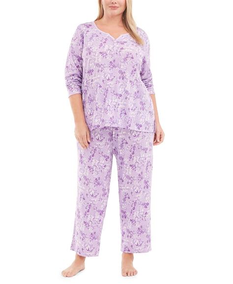 Charter Club Plus Size Cotton Pajamas Set, Created for Macy's - Macy's