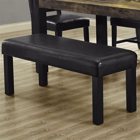 Black Leather-Look Modern Bench Padded Seat Sturdy Dining Room ...