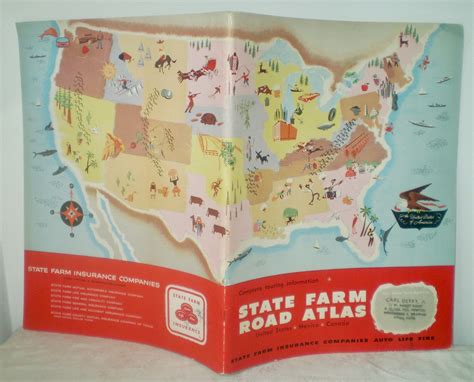 1960 USA Road Atlas- State Farm North American Road Atlas- Map book circa 1960- Canada, USA and ...