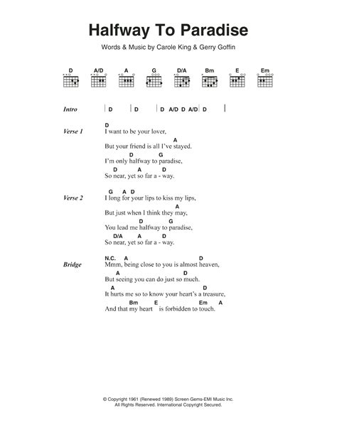 Halfway To Paradise by Billy Fury - Guitar Chords/Lyrics - Guitar ...