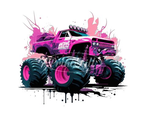 Cool Pink Monster Truck Png Sublimation Design 02, Monster Truck Svg ...