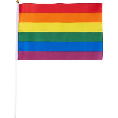 10x Small Rainbow Flag Gay Lesbian LGBT 14 x 21cm Pride Mini Flags Hand Waving | eBay