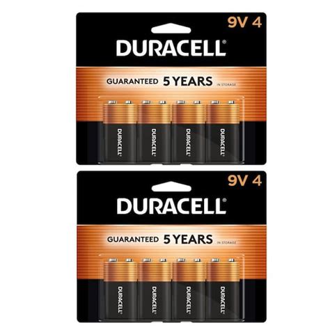 Duracell Coppertop 4-Count 9-Volt Alkaline Battery Mix Pack (8 Total Batteries) 004133304311 ...