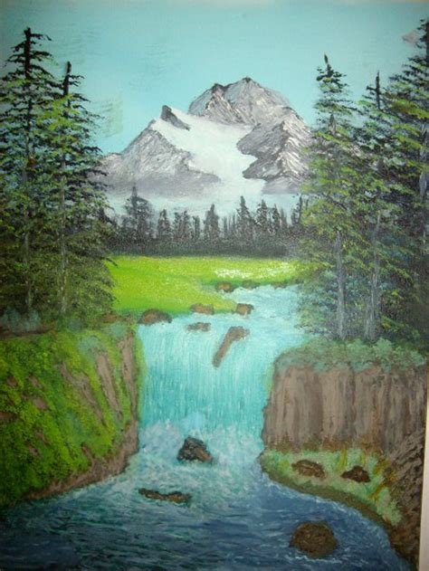 Mountain Waterfall Oil Painting By John Hughes | absolutearts.com