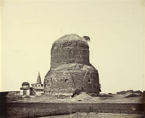 Dhamek Buddhist Stupa at Sarnath near Varanasi - c1860's - Old Indian ...