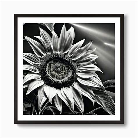 Black And White Sunflower Art Print by Noctarius - Fy