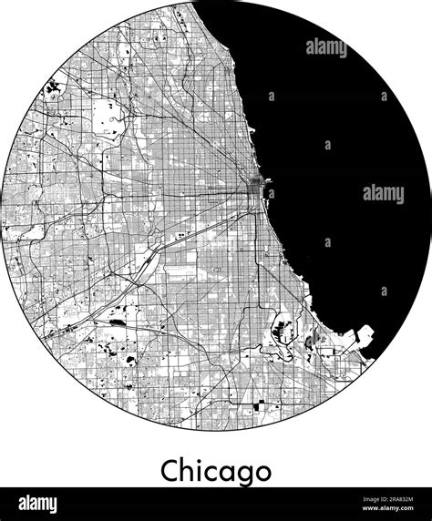 City Map Chicago United States North America vector illustration black ...