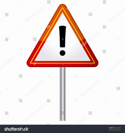 Red Triangle Warning Sign On White Background. Stock Vector Illustration 75092689 : Shutterstock