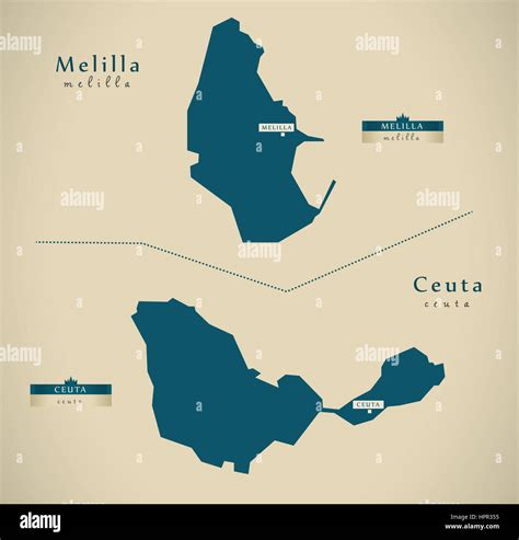 Modern Map - Melilla and Ceuta Spain ES illustration Stock Photo - Alamy