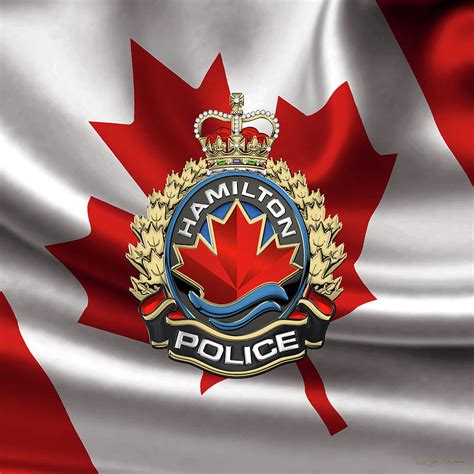 Hamilton Police Service - H P S Emblem over Canadian Flag Digital Art by Serge Averbukh